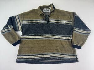Pazzo Baja Hoodie Pullover Sweater Jacket L Brown Blue Striped
